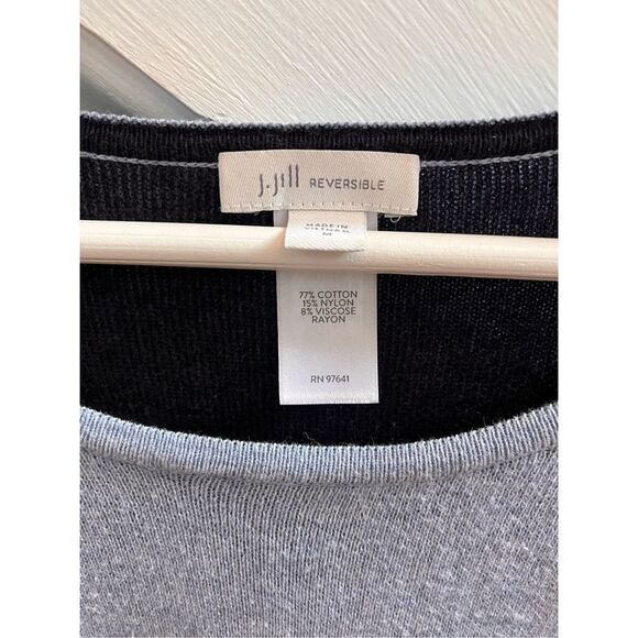 J. Jill Dark & Light Blue Shark Bite Sweater sz M EUC - Picture 3 of 6